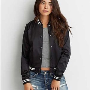 American Eagle Black Bomber Jacket